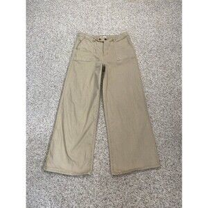Oat New York Wide Leg High-Rise Patch Pocket Cargo Pants/Jeans Tan Size 10/30